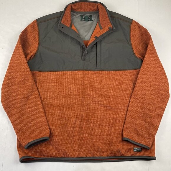 GH Bass 1/4 Snap Sweater Men’s XL Pullover Orange Gray Hybrid Polyester Nylon - Picture 2 of 10